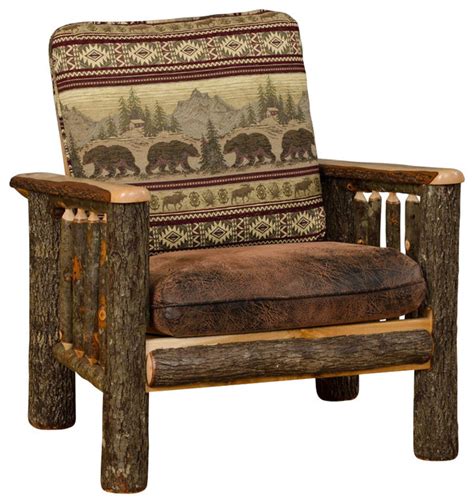 Hickory Log Living Room Chair Rustic Armchairs And Accent Chairs