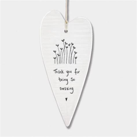 Porcelain Hanging Heart Thank You For Being Amazing Etsy Uk