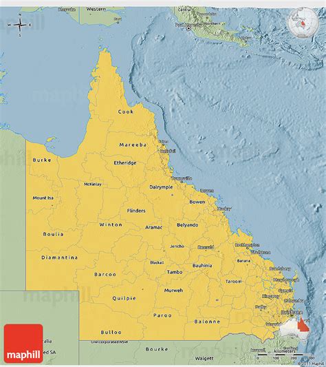 Savanna Style 3d Map Of Queensland