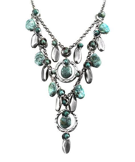 Silvertone Turquoise Bead Tiered Necklace Tiered Necklace Boutique