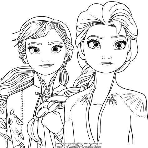 Dibujo De Elsa Y Anna De Frozen 2 Para Colorear Frozen Coloring Pages