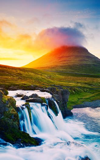 Sunset Waterfall Stock Photo - Download Image Now - iStock