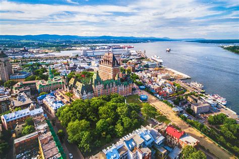 Quebec City And Old Port Aerial View Quebec Canada Stock Photo