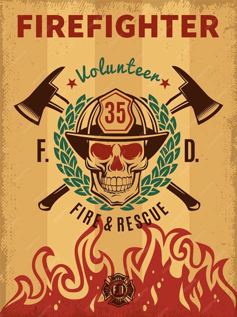 Free Vector Vintage Firefighter Poster