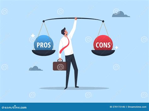 Pros And Cons Concept Businessman Holding Scales With Pros And Cons On