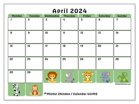Calendar April 2024 441 Michel Zbinden En