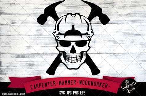 Carpenter Skull With Hard Hat Svg File Illustration Par
