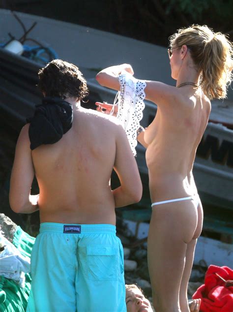Heidi Klum Topless On The Beach In St Barts December 2014 The