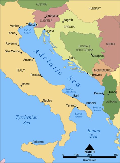 Adriatic Sea Separates The Italian Peninsula From The Balkan Peninsula