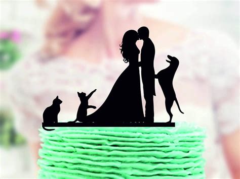 Wedding Cake Topper With Cat And Dog Wedding Cake Topper Etsy