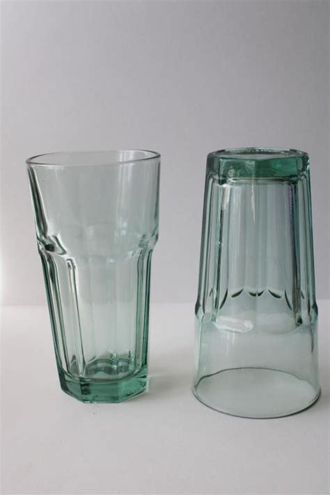 Spanish Green Libbey Duratuff Glass Gibraltar Bistro Tumblers Tall Cooler Glasses