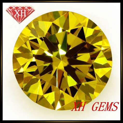 Round Shape Yellow 175mm Aaaaa Brilliant Cut Cut Rs 001 Synthetic