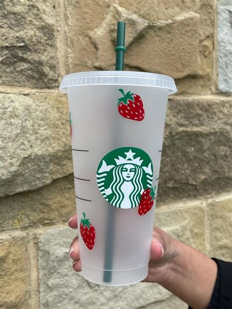 Reusable Cold Coffee Starbucks Cup 24oz With Lid And Straw Etsy