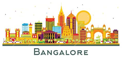 Premium Vector Bangalore India City Skyline With Color Buildings
