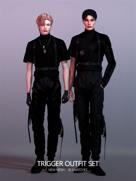 Скачать The Sims 4 Комплект одежды Trigger Outfit Одежда
