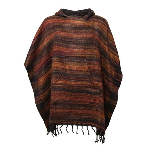 Warm Indian Hooded Poncho Brown The Hippy Clothing Co