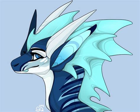 A Blue And White Dragon With Wings On Its Head