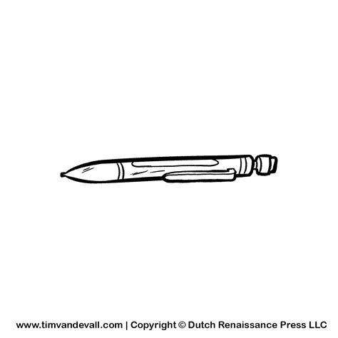Mechanical Pencil Bw Clipart Tims Printables