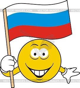 Drei horizontale streifen in den farben weiß, dunkelblau und rot. Smiley mit russischer Flagge - Vektorgrafik