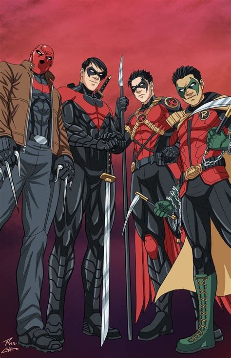 The Robins Four Nightwing Batgirl Catwoman Dc Comics Artwork Batman