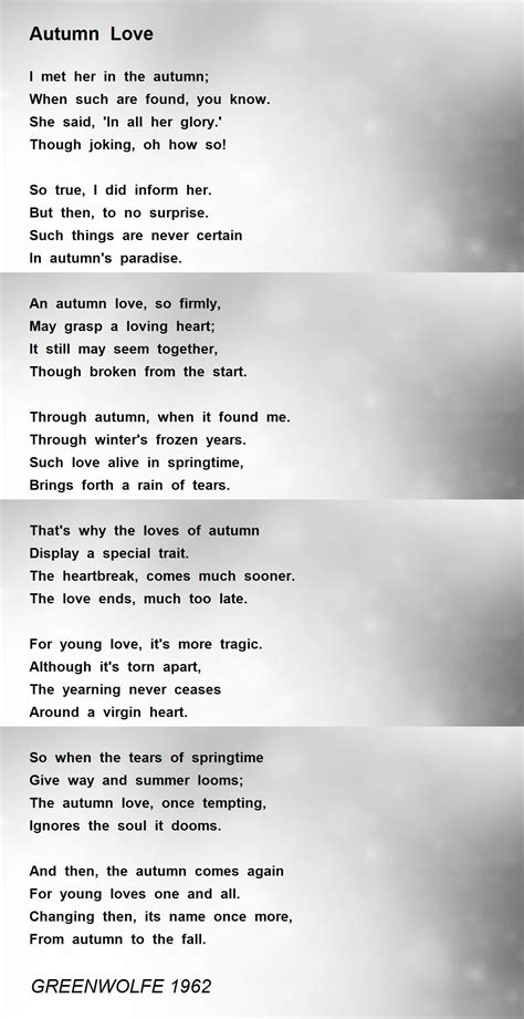 Autumn Love Poem By Greenwolfe 1962 Poem Hunter