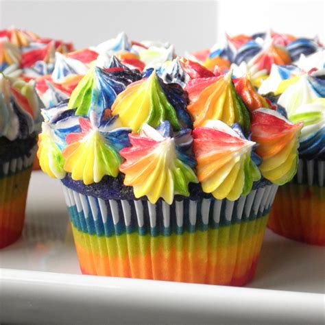 For my boys and i, these rainbow cupcakes fit the bill. Food Pusher: Rainbow Cupcakes