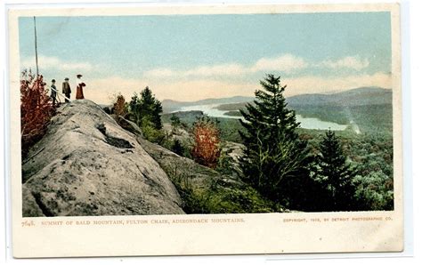 Vintage 1903 Udb Postcard~ Summit Bald Mt Fulton Chain Adirondack