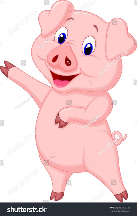 Cute Pig Cartoon Stock Vector 163091345 Shutterstock