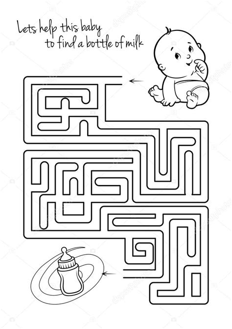Recibirás un archivo en formato pdf configurado para imprimir en hojas a4. Imágenes: bebe en camino para descargar | Laberinto juego para niños con el bebé y la leche ...