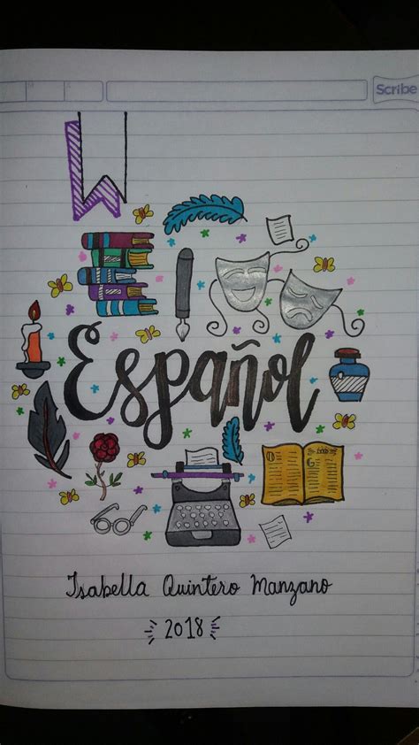 Cuaderno Español Spanish Notebook Carátulas Para Cuadernos Portadas