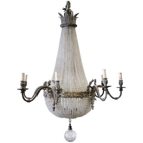Lnc empire chandelier, dining room chandeliers with hemp ropes, french country lighting fixtures. Antique French Empire Chandelier Ormolu Beaded Crystal 14 ...