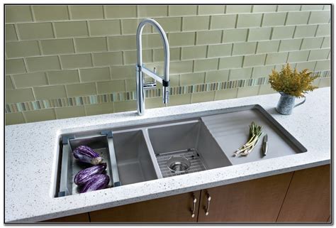 Undermount Double Kitchen Sink With Drainboard Sink And Faucets