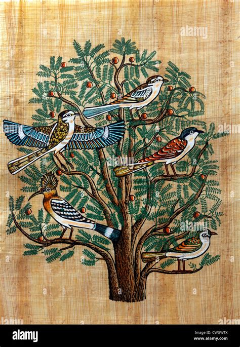 Egyptian Papyrus Painting Of The Tree Of Life Stock Photo Alamy