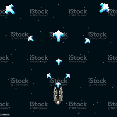 Pixel Art Style Ufo Space War Arcade Game Template Pixel Explosion And