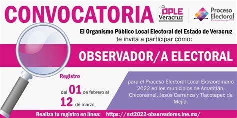 Ople Veracruz Invita A La Ciudadan A A Participar Como Observadoras Y