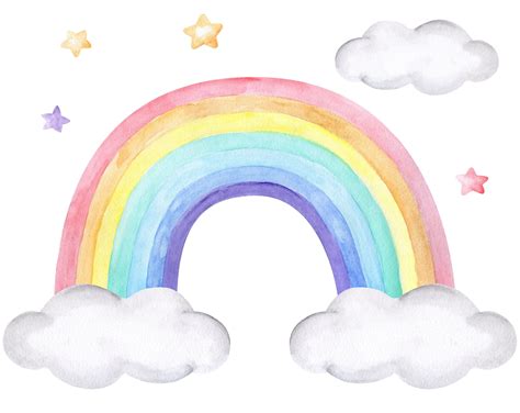 Watercolor Rainbow Clipart Hand Draw Weather Baby Shower Kids