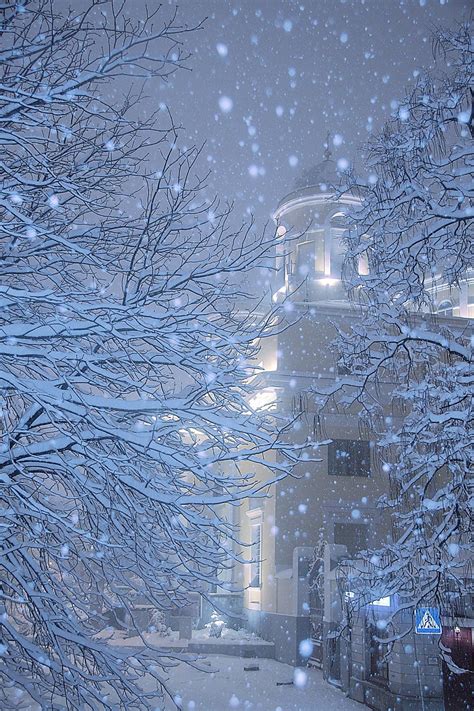 Snowy Winter Night Winter Wonderland Pinterest