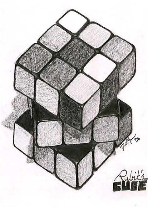 Rubix Cube Drawing 3d Drawing Techniques Drawings Art Drawings