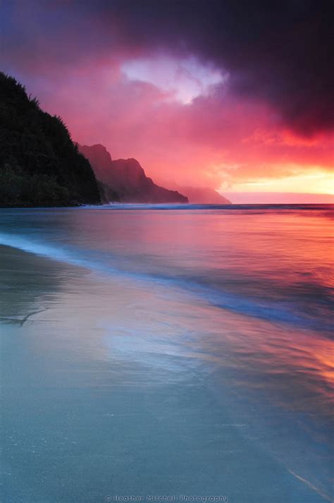 Landscape Up Pink Beach Ocean Sunset Hawaii Seascape Under 1k Uncropped