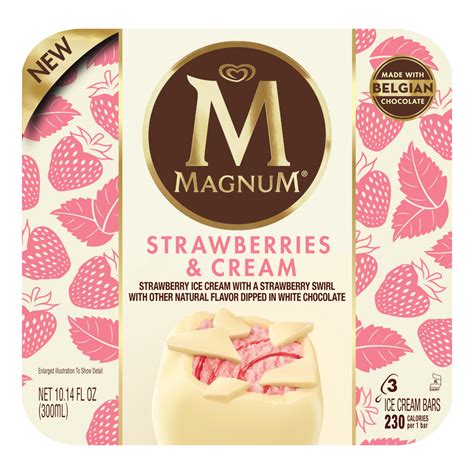 Magnum's ice cream often, if not always, gets it right when it comes to quality ice cream. Strawberries & Cream Ice Cream Bar | Magnum