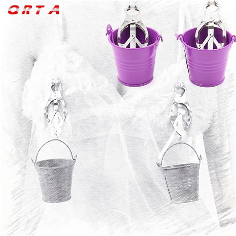 Qrta Metal Bucket Nipple Clamps With Chain Clips Flirting Teasing Sex