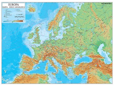 Hartă De Perete Europa Fizico Geografică Stiefelro