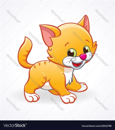 Cute Smiling Cartoon Kitten Cat Standing Vector Image