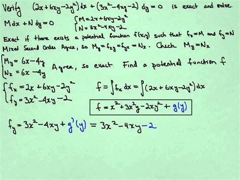 3a Exact Differential Equation Example 1 With Polynomials