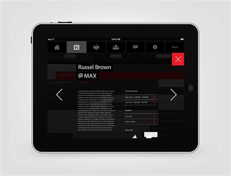 The adobe comp cc ipad pro app is a revelation, and makes the process of wireframing or mocking up designs a cinch. Adobe Max iPhone & iPad app (concept) | Designer: SuperBruut