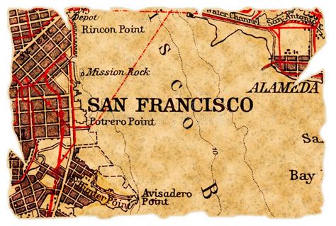 San Francisco Old Map Stock Photo Image Of Vintage Retro 16696440