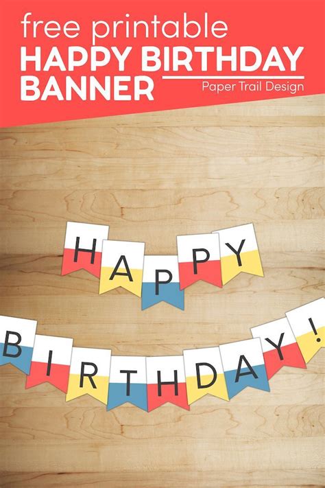 Colorful Happy Birthday Banner Printable Paper Trail Design In 2021