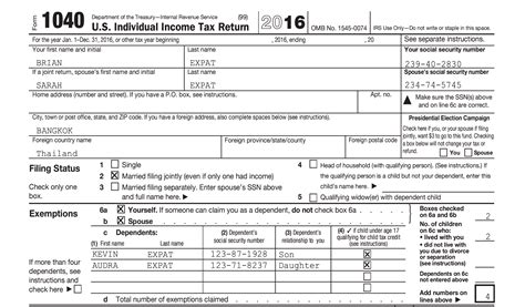 Completing Form 1040 The Face Of Your Tax Return Us Expat Taxes