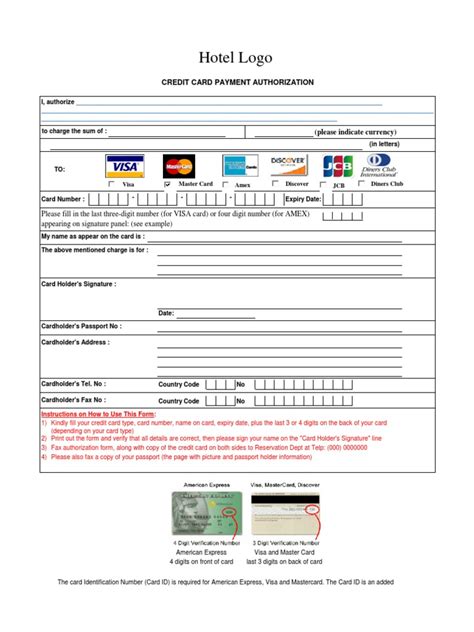 Credit card authorization forms are very important. Credit Card Authorization Form