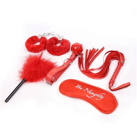 5 pcs set bondage sm sex toys bdsm bondage handcuffs eye mask arnes sexual vaginal feather brush